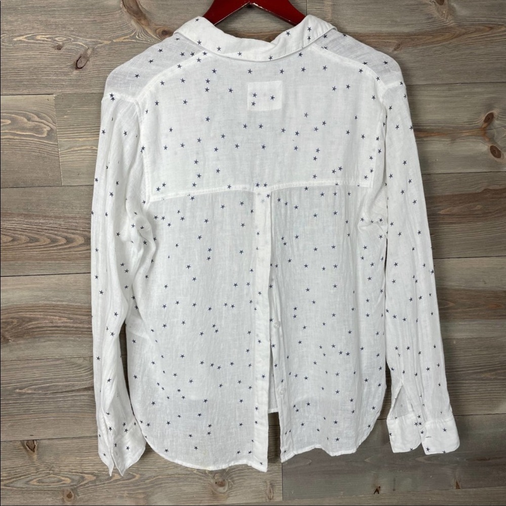 Rails Stars Xs Collared Button Down White Blouse - image 7